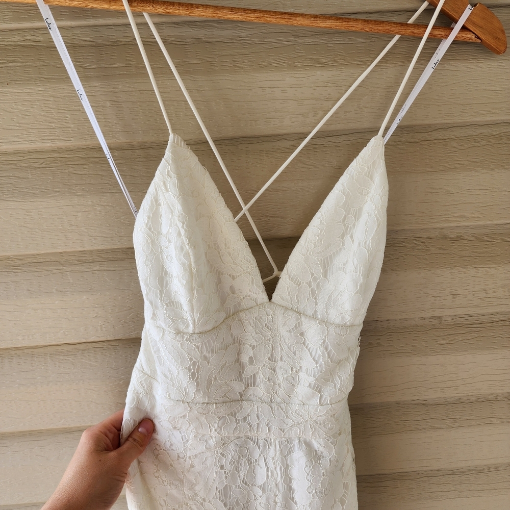Lulus All About Tonight white lace up jumpsuit size XS - Picture 4 of 12